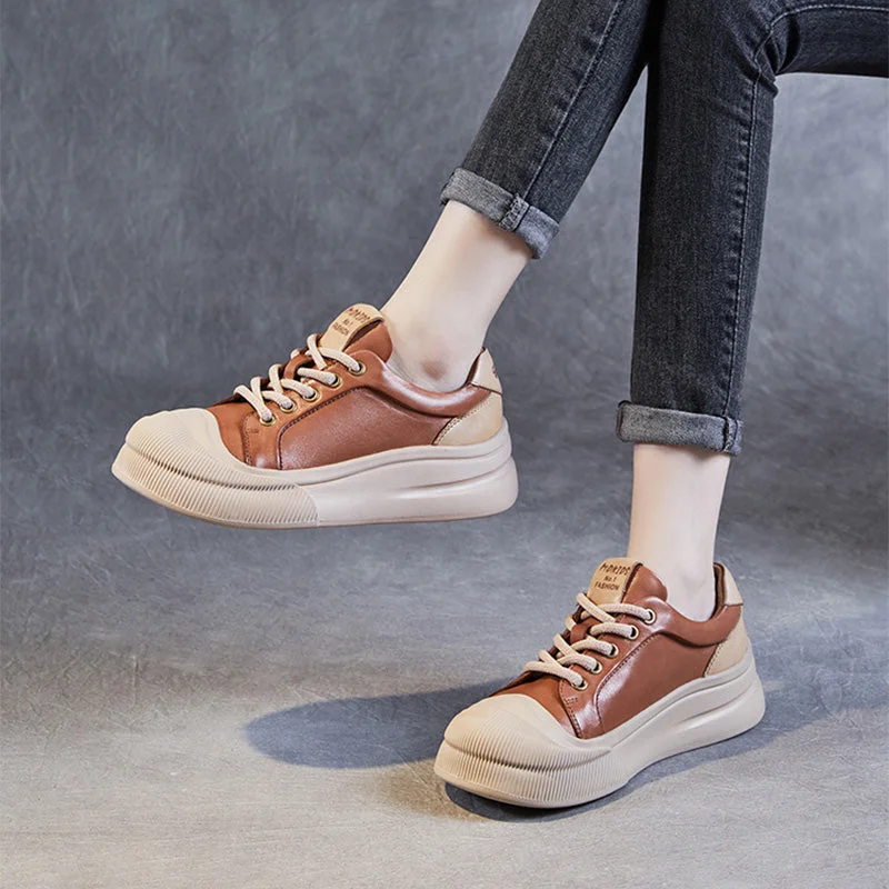 Women's casual suede shoes for a soft textureWomen Stylish Leather Thick Soled Casual Shoes