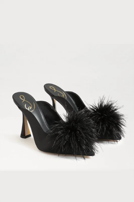 Women's Pointed Toe Satin Mules in Champagne for a Glamorous Evening EventWomen's Anthony Mule Pump In Black Satin