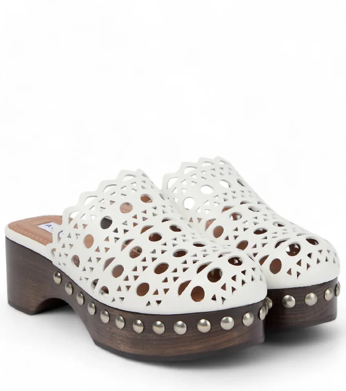 Plus Size Women's Snake Print Mules in Brown for a Fashion - Forward StatementWomen's Flat Clogs In Blanc Casse