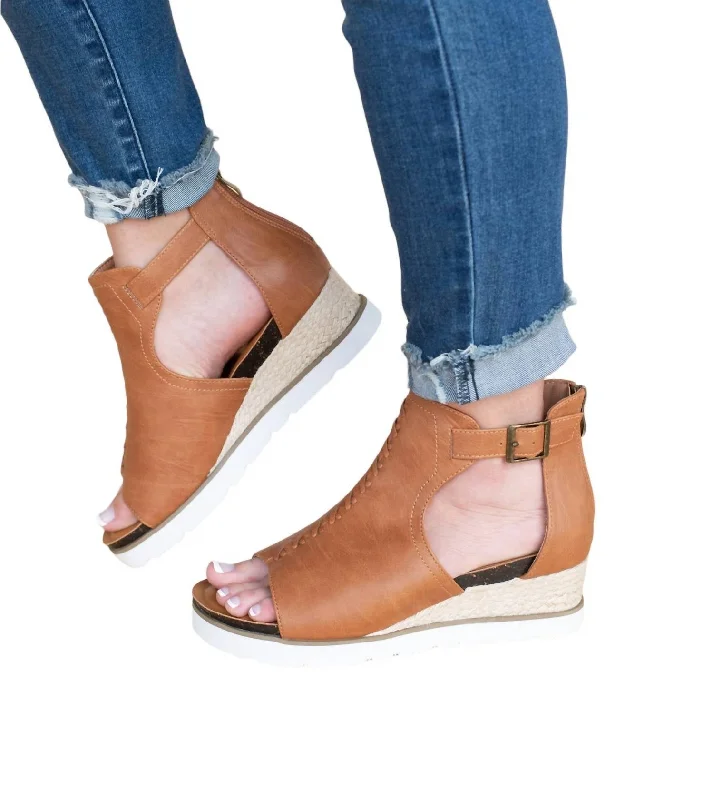 Women's espadrilles with a lace - up closure for a secure fitWomen's Sugar City Wedge In Cognac