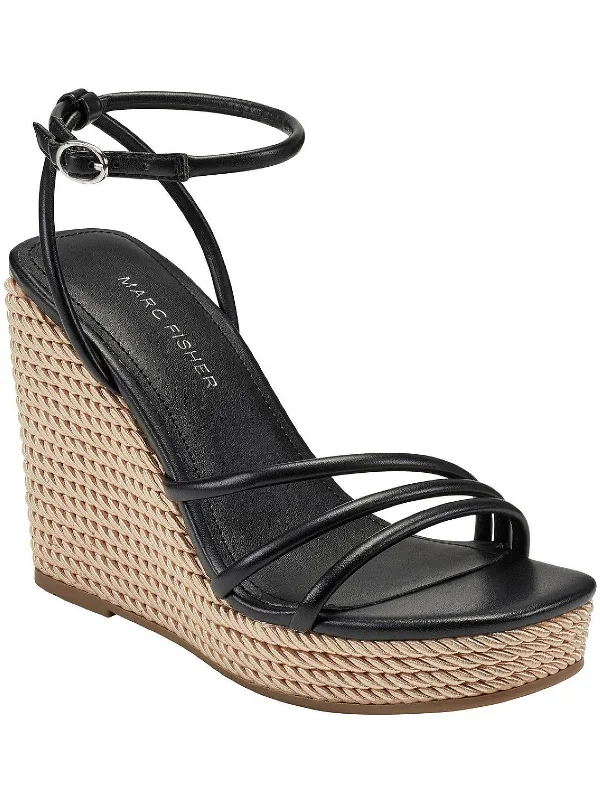 Women's espadrilles with geometric - print accentsZeki Womens Woven Ankle Strap Wedge Heels